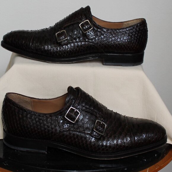 Salvatore Ferragamo Men's dark brown Snakeskin Tramezza Buckle-Ups US size 11 - Picture 2 of 8